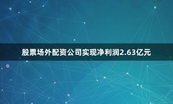 股票场外配资公司实现净利润2.63亿元